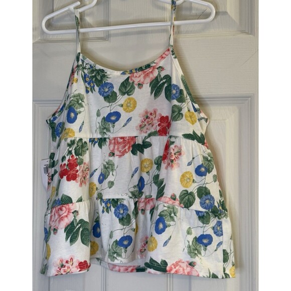 Old Navy Girls Floral Tank Top M (8) NWT Tiered Ruffle Sleeveless 100% Cotton - Picture 2 of 4